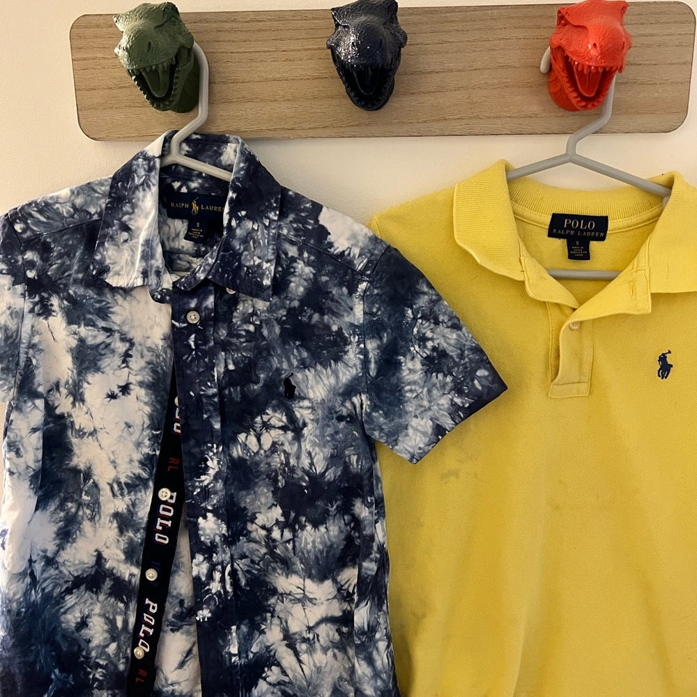 Ralph Lauren Blue and White Tie-Dye Button Shirt